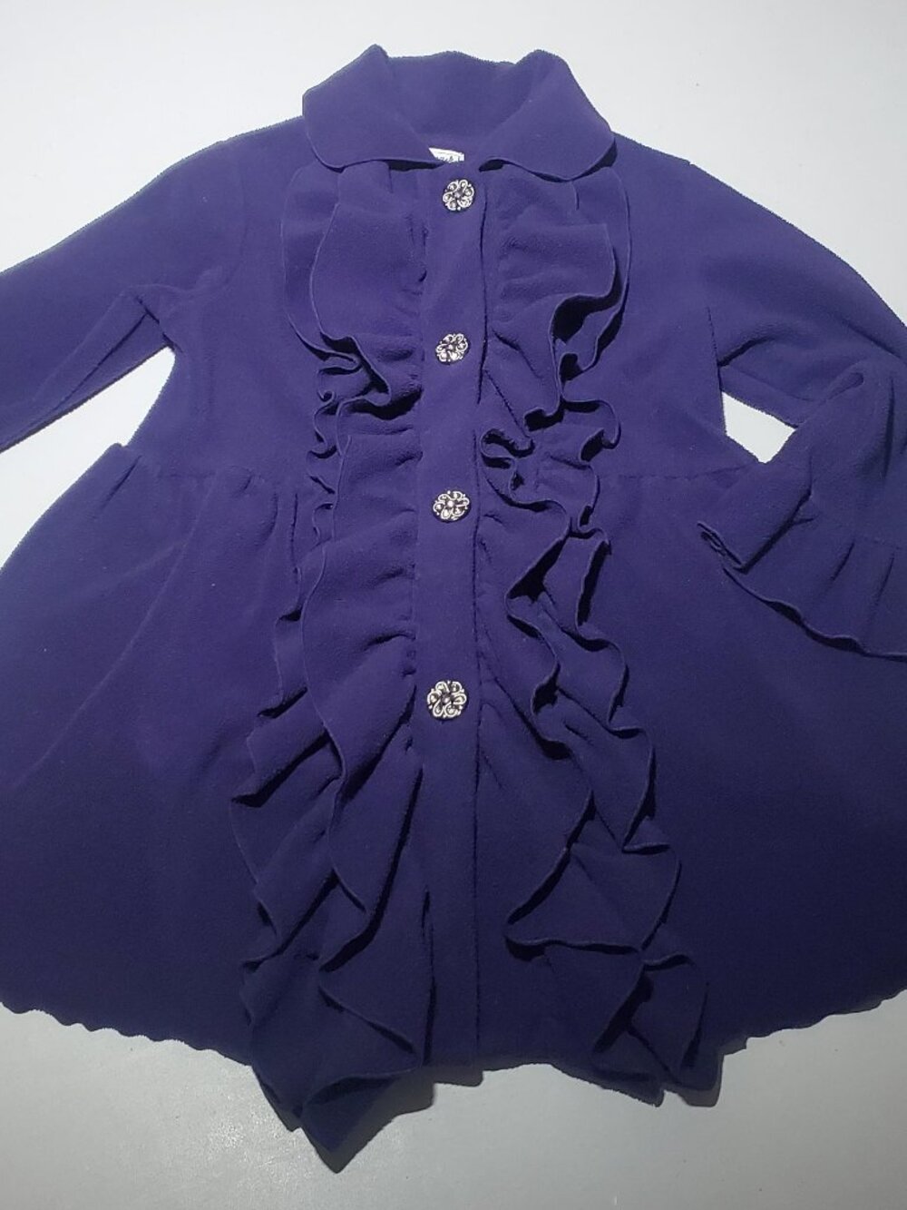 Mack & co. Purple Fleece Ruffled Coat Sz 6 Girls